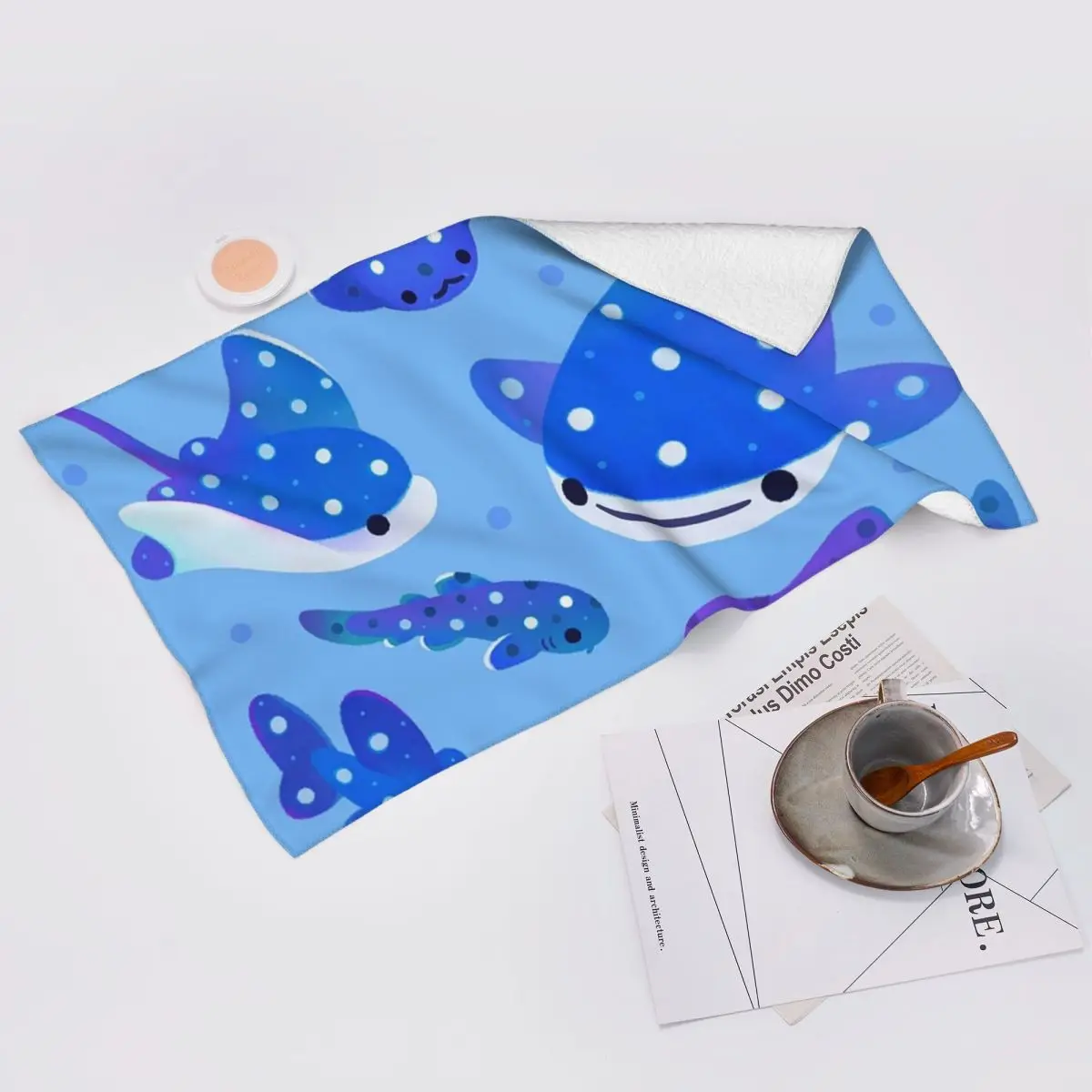 Custom Polka Dot Shark Soft Face Towel Quick Dry Pool Bath Cotton Towels Breathable