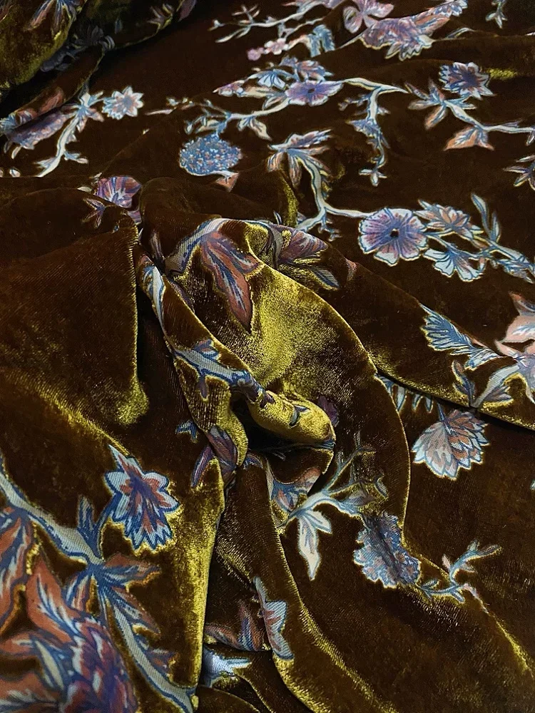 Tessuti morbidi Cheongsam per abiti in vero velluto floreale e jacquard effetto consumato elegante e lucido per cucire