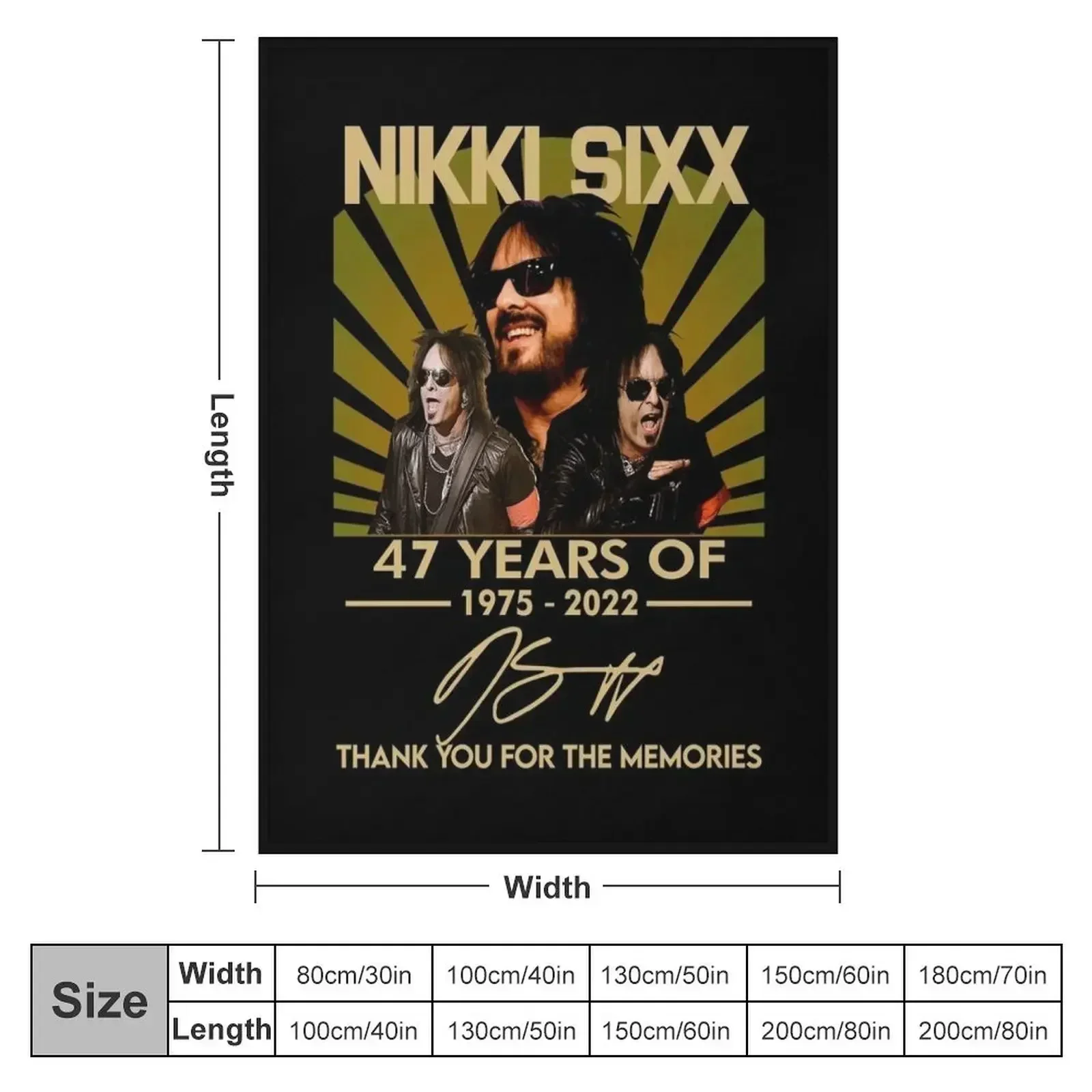 Nikki Sixx 45 Years Of 1975 2020 Thank You For The Memories Signatures Customize Throw Blanket Furrys Beautifuls Blankets