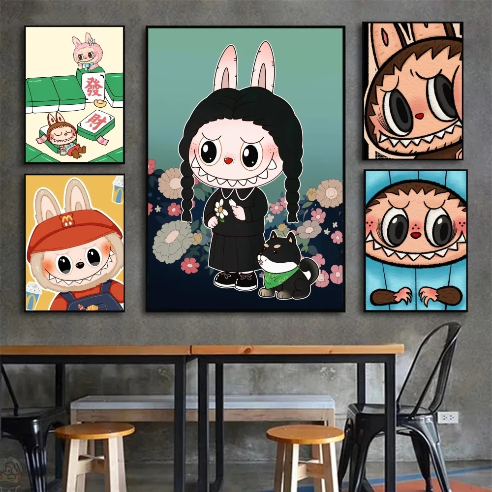 Cartoon L-Labubu  Poster Wall Art Home Decor Room Decor Digital Painting Living Room Restaurant Kitchen Art