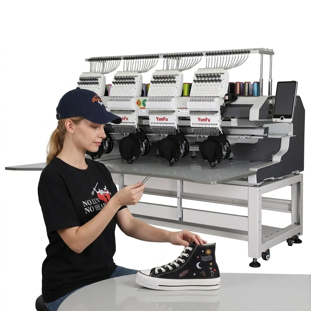 New Design Industrial 4 Head Embroidery Machine Full Automatic High Precision for Garment Production