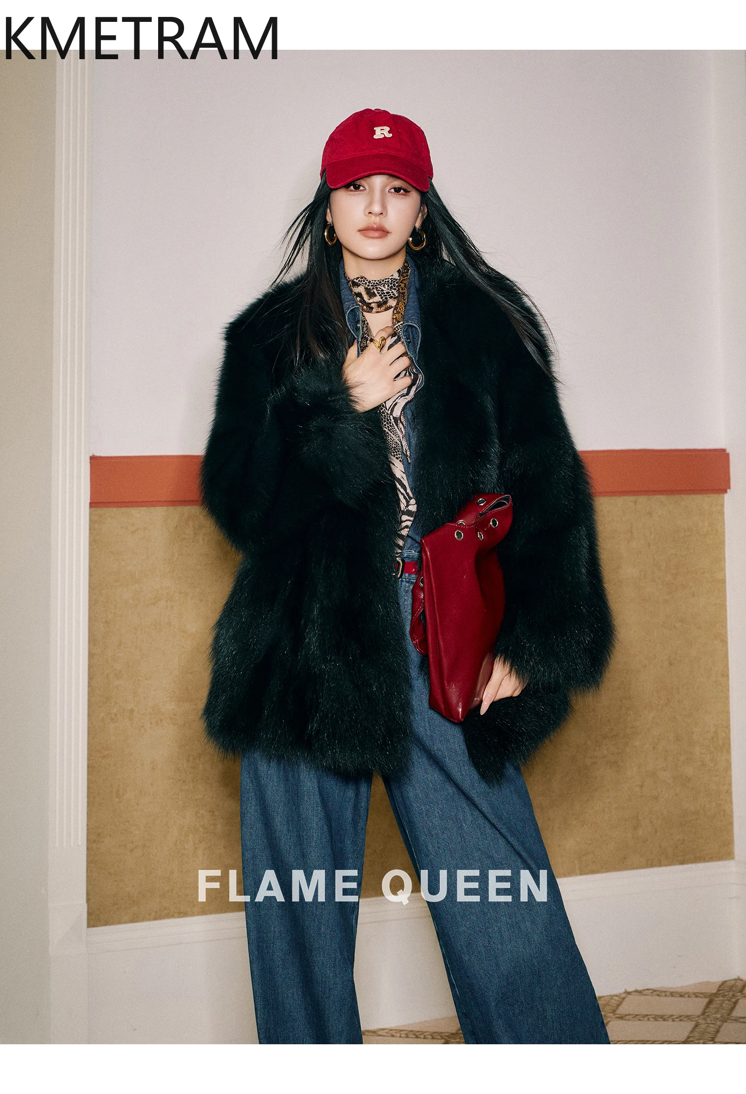 معطف فرو الثعلب الطبيعي 100% من KMETRAM سترة نسائية فاخرة متوسطة الطول من الفرو الحقيقي شتاء جديد في معاطف ملابس نسائية 2025 schuba femenska