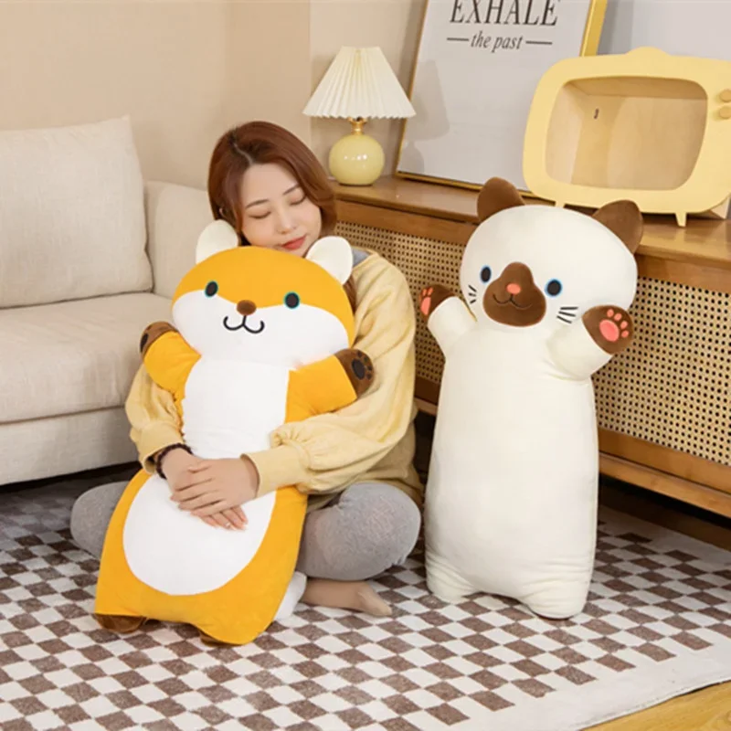 75cm Super Soft Dog Plush Anime Cartoon Animals Cat Pillow Kids Infant Appease Doll Cushion Children Gift