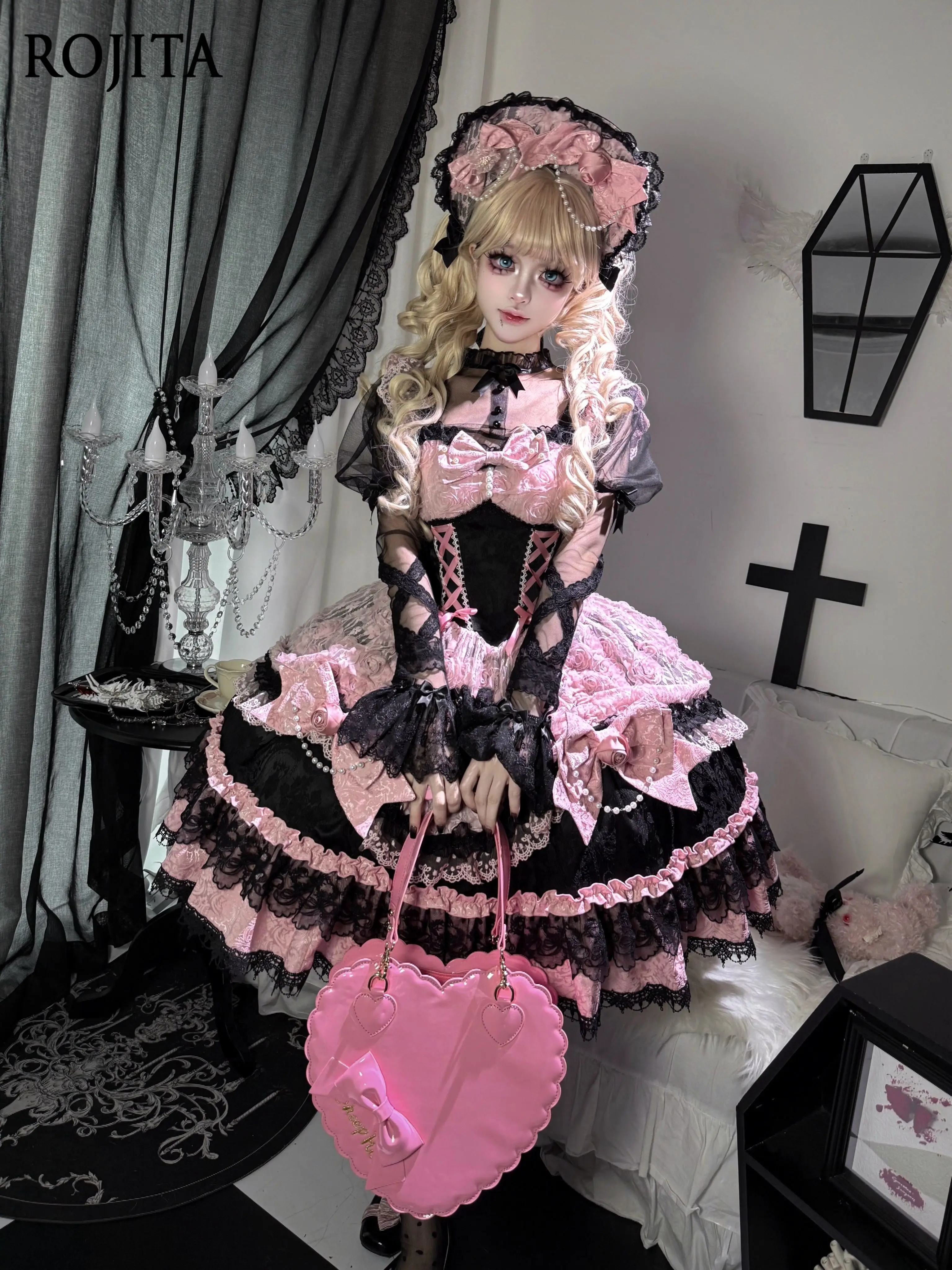 Süßes Rosa Lolita-Kleid 2026 Neues Ärmelloses JSK-Trägerkleid Sommer 3D-Rosen-Spitze Patchwork Geburtstagskleid für Damen
