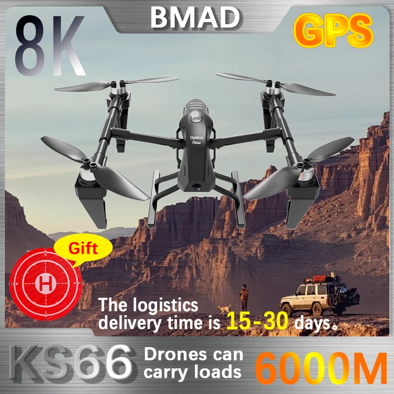 

BMAD KS66 RC Drone 8K Professinal 5G WIFI Wide Angle Optical Flow Localization Brushless Motor Remote Control Quadcopte Toy Gift