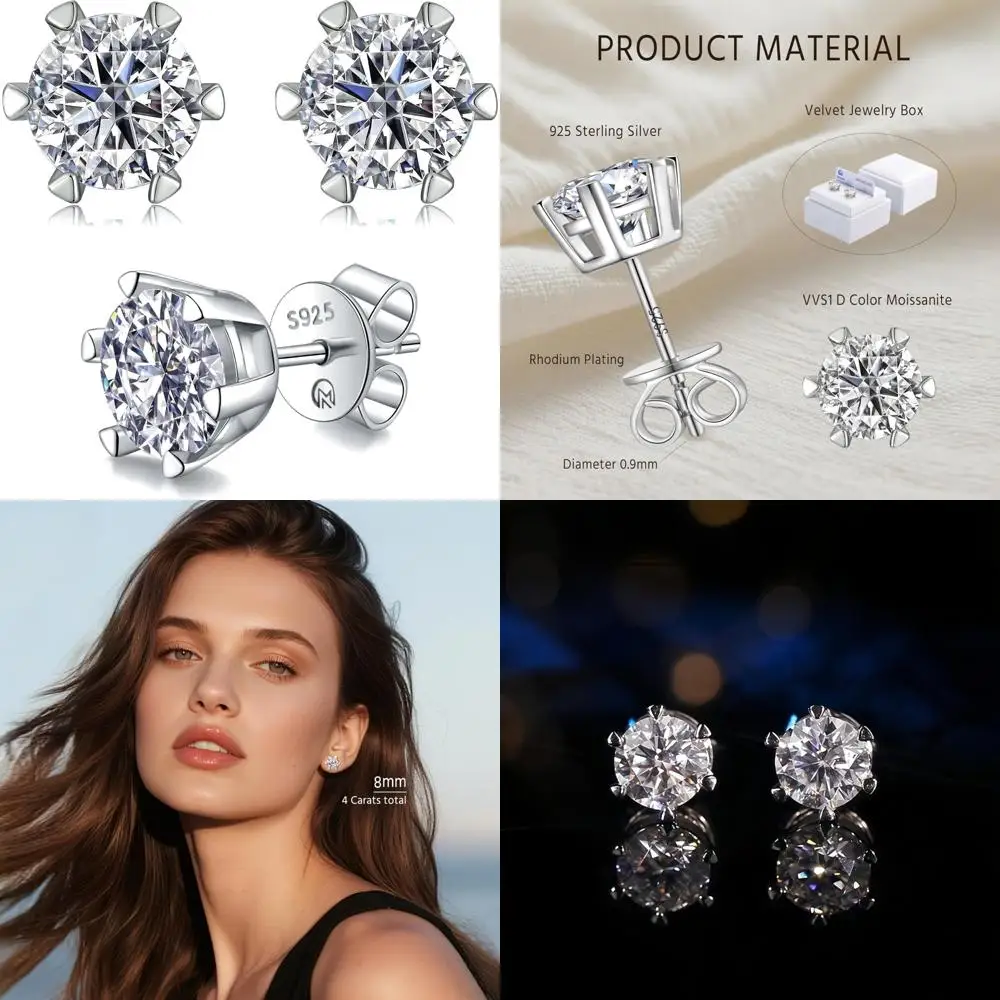 

Серьги-гвоздики из стерлингового серебра с муассанитом, родиевое покрытие для женщин и мужчин, вариант изысканного подарка