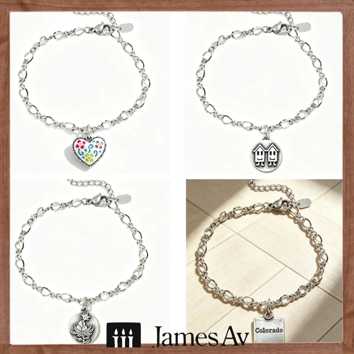 2027 S925 Sterling Silver Open Oval Link Bracelet Featuring Colorful Floral Heart Twin Houses Thistle Flower Colorado Rectangular Tag Charms With Adjustable Extension Chain Lobster Clasp Polished Silver Finish Stackable Wrist Jewelry Gift for Women Girls