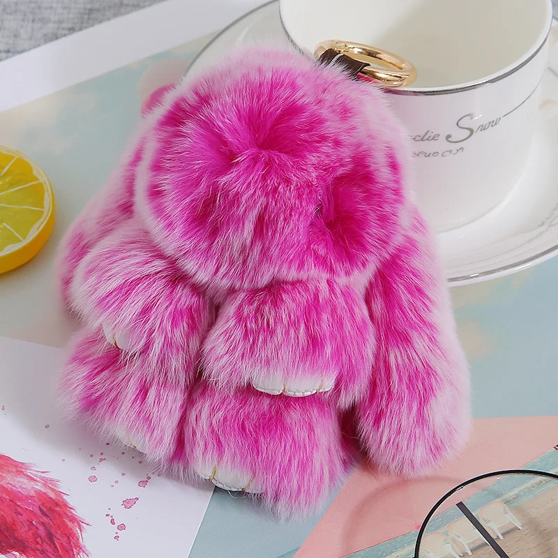 Mini Vorst Kleur Konijn Sleutelhanger Vrouwen Schattige Meisjes Echt Bont Pompom Bunny Sleutelhangers Op Zakken Auto Trinket Wedding Party speelgoed Gift