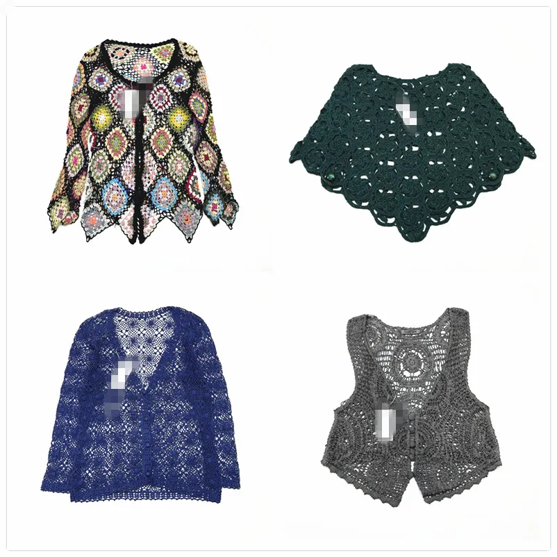 

Двухслойный ажурный однотонный четырехсезонный роскошный вязаный свитер ручной работы в стиле ретро с цветочной вышивкой, длинный круглый свитер