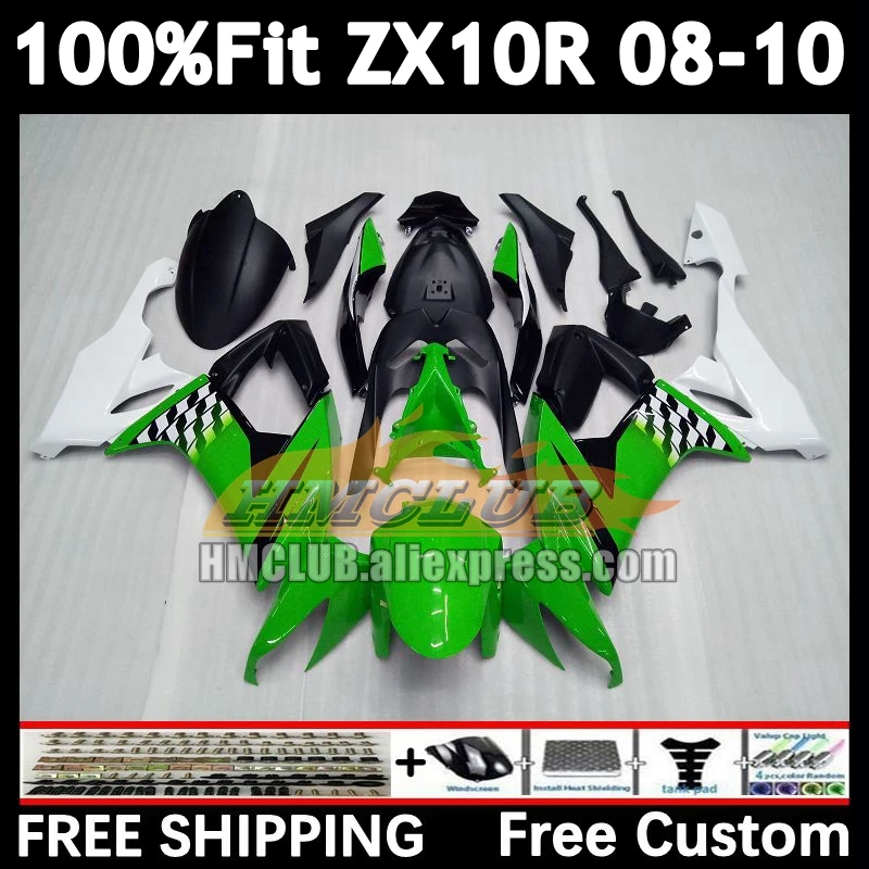 Stock Green Injection Kit For KAWASAKI NINJA ZX-10R ZX 10R 1000CC 2008 2009 2010 169No.82 ZX1000 ZX 10 R ZX10R 08 09 10 Fairing