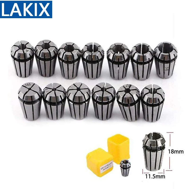 13Pcs CNC Spindle ER11 Collet ER11 Collet Chuck 1-7mm For CNC Engraving Machine CNC Milling Cutting Machine