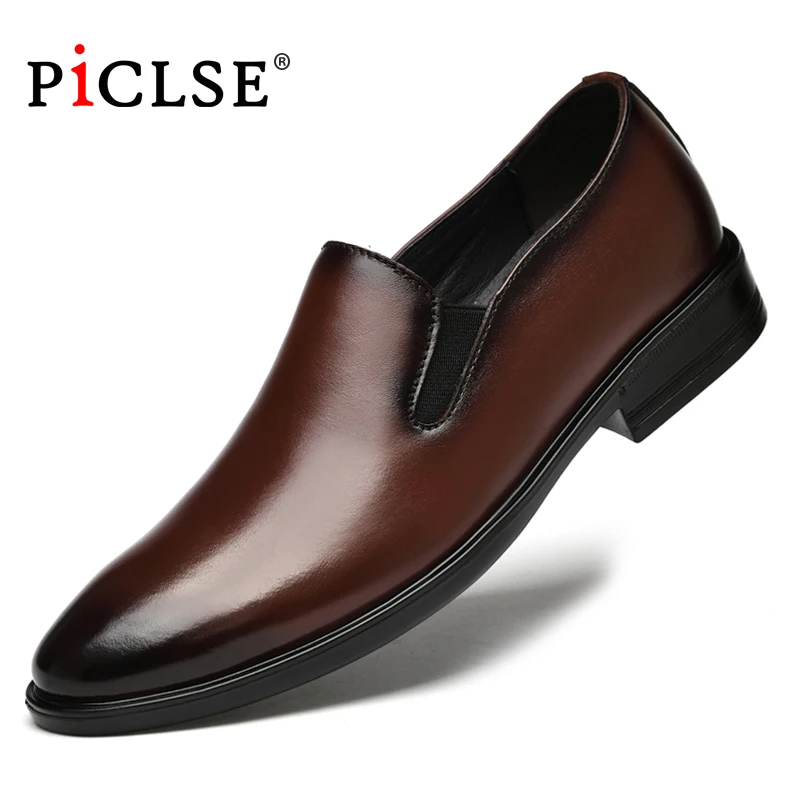 

PICLSE Luxury Brand Business Men Dress Shoes Genuine Leather Formal Men Shoes Moccasins Oxford Shoes For Men Flats Shoes