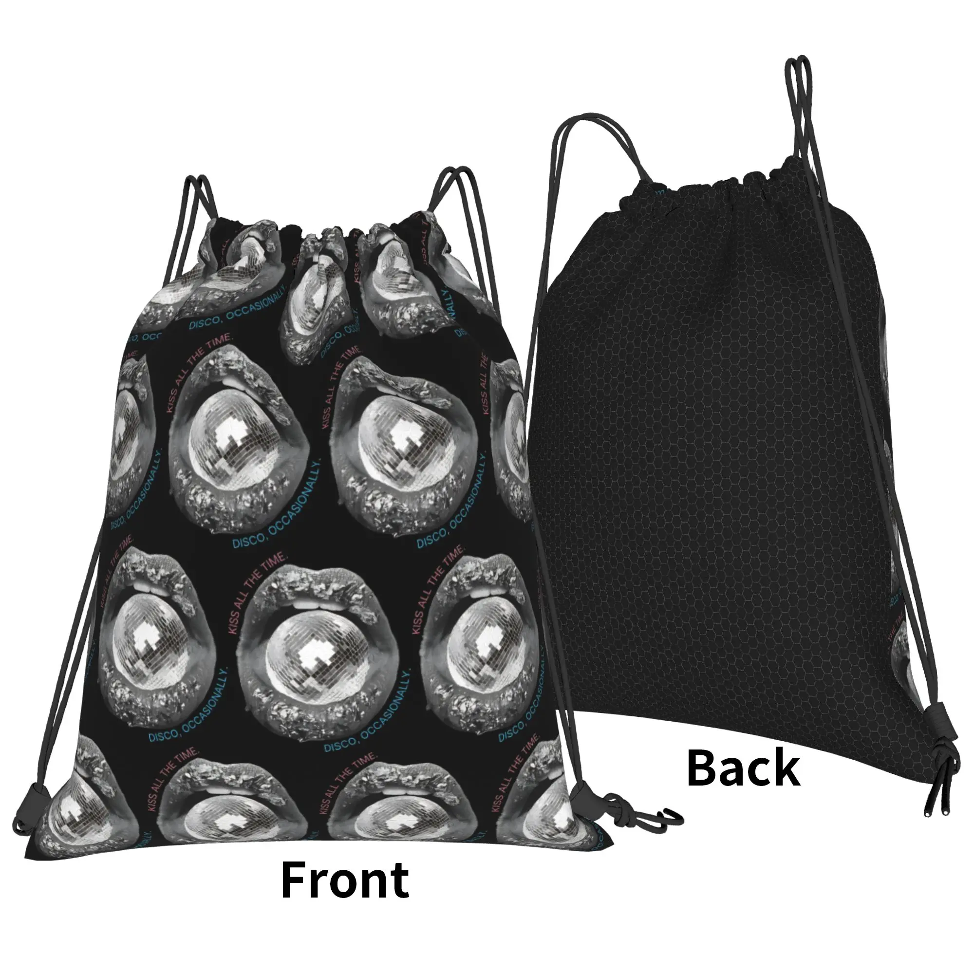 Kiss All The Time Disco Drawstring Backpack Sports Sackpack Harrys Music Styles String Bags for Working Out 36cm (W) x 43cm (H)