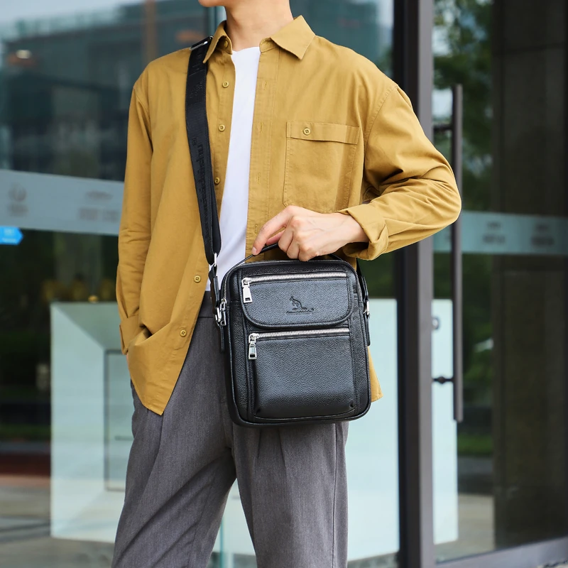 Luxury Brand Vintage Messenger Bag Men Leather Business Shoulder Bag Brown Black Man Crossbody Bag Male Handbag Gift For Husband