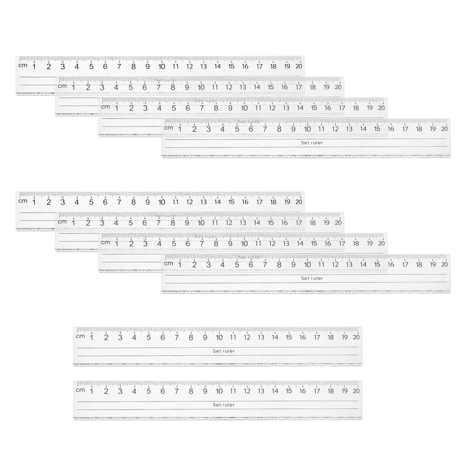 10Pcs Clear Plastic Rulers Large Numbers 20Cm Straight Wave Edge Measuring Drawing School Office Tool Clear Plastic Ruler