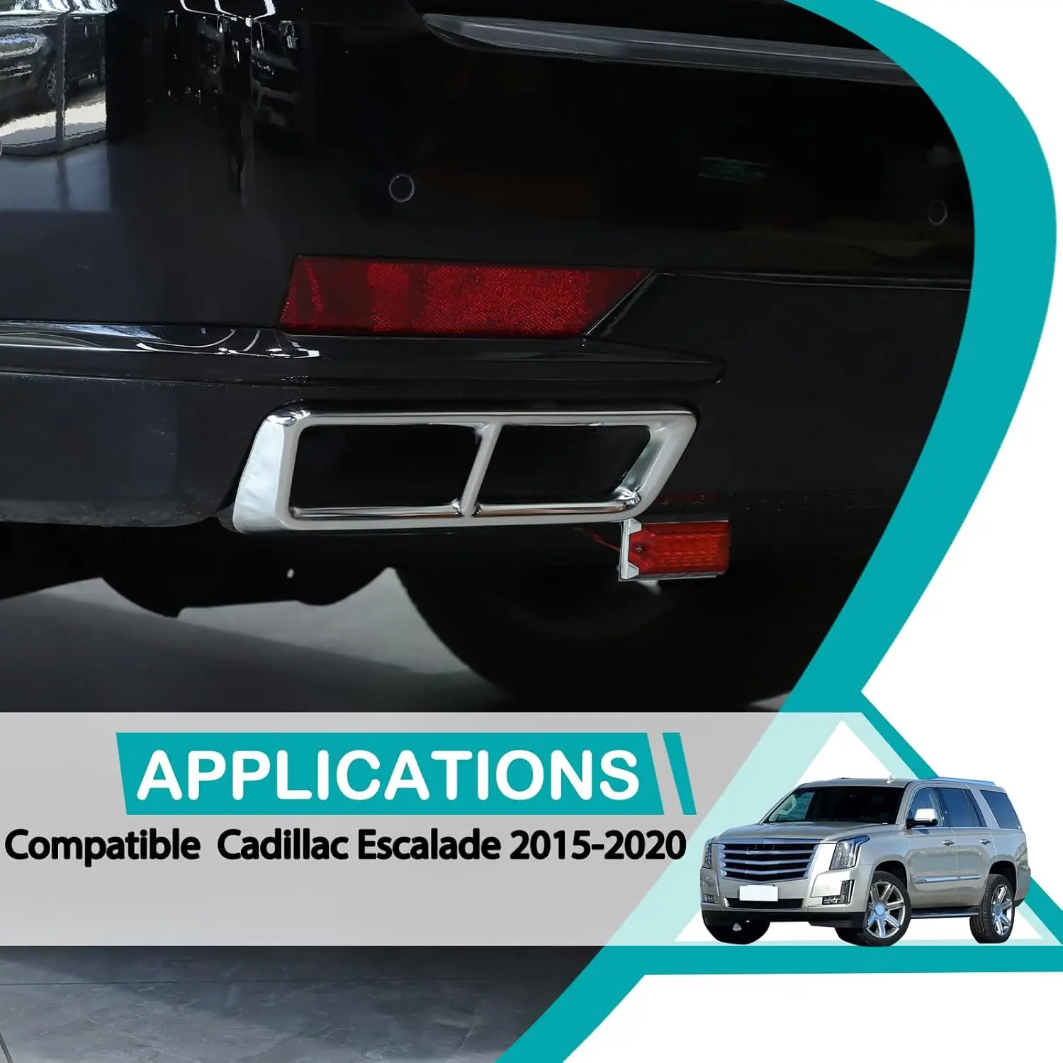 

Stainless Steel Car Tail Exhaust Pipe Double Cover For Cadillac Escalade 2021-2024 Tail Muffler Tip Cover Decorative Accessories