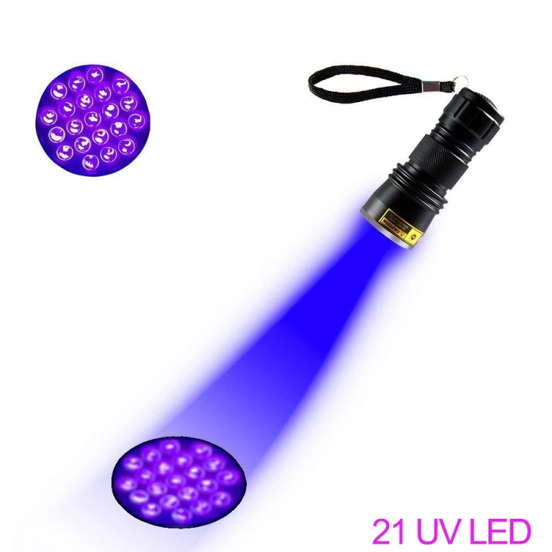 Small UV Lights Flashlight 21LED 12LED UV Light 395-400nm LED UV Flashlights linterna torch Ultraviolet Black Light lamp