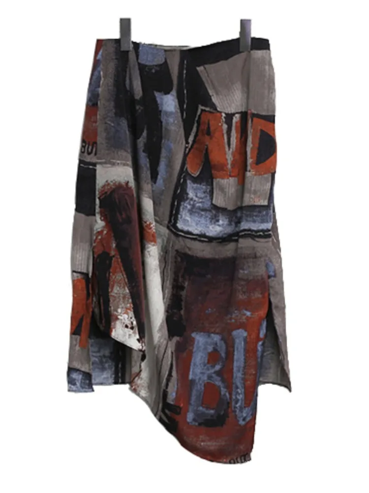 

Свободные юбки средней длины с винтажным принтом Y2k, юбка трапециевидной формы с высокой талией для женщин, весна-осень 2021, новинка 202, универсальная Faldas Mujer