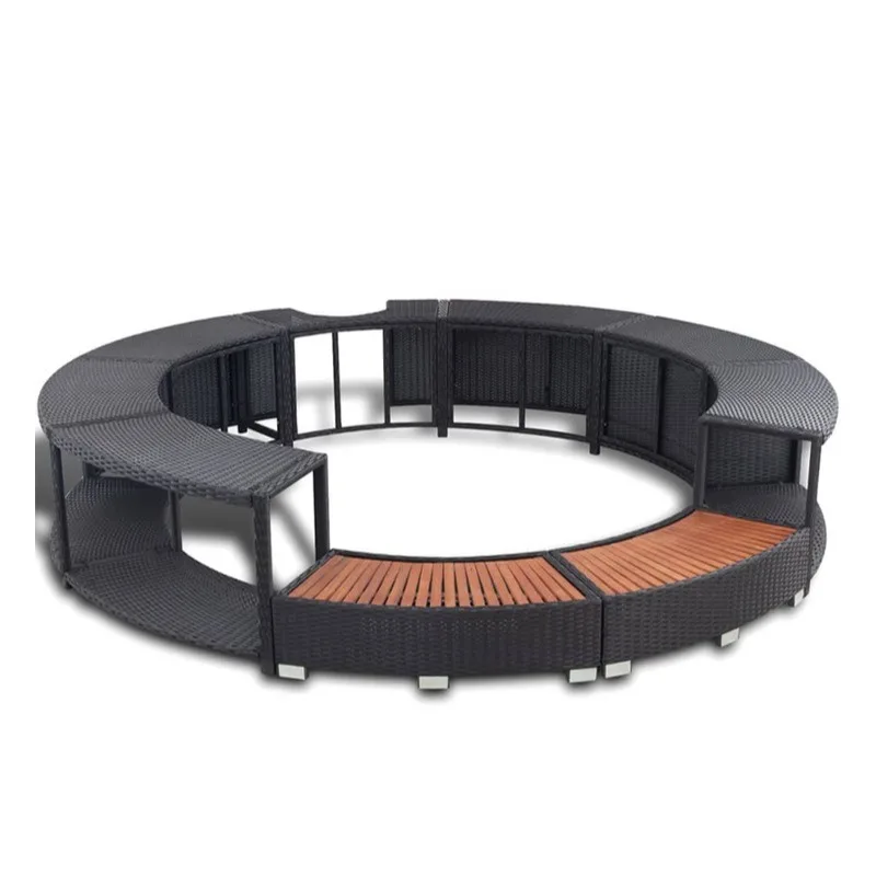Rattan sofa round rattan chair courtyard terrace garden curved combination outdoor