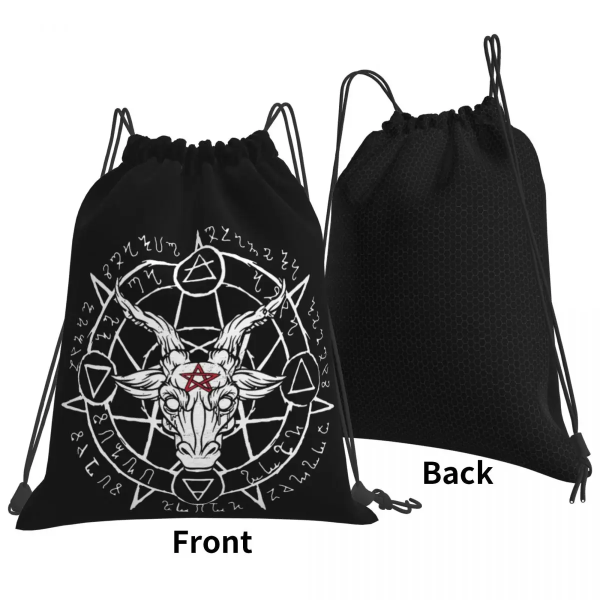 Zaini Baphomet Satanic Goat Borse casual portatili con coulisse Borsa con coulisse Borsa sportiva tascabile Borse per libri per uomo donna