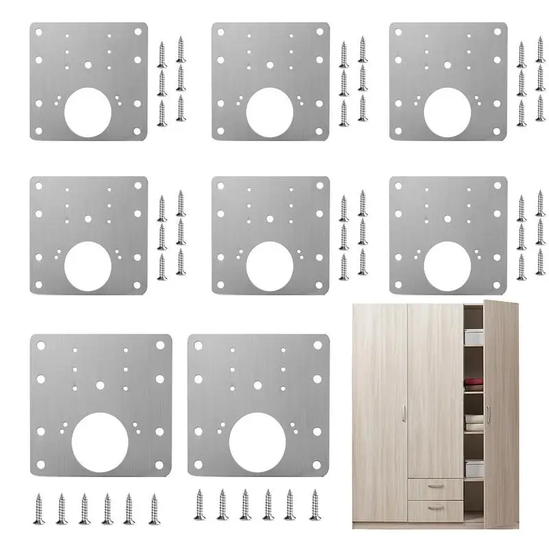 Hinge Repair Kit Plate For Cabinet 8 Pieces Hinge Repair Plate Cabinet Repair Kit Stainless Steel Door Hinge Hole Repair Kit