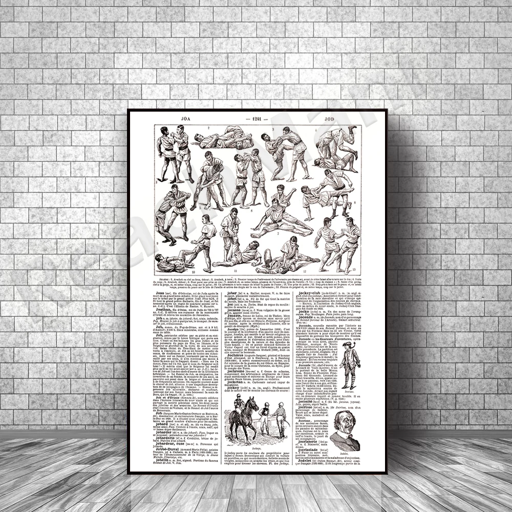 

Large jiu-jitsu print. Combat sports print judo print for dojo decoration. Sports Art. retro sports poster