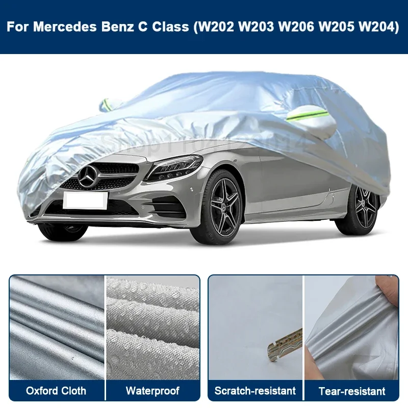 

Outdoor Full Car Cover For Benz C Class W202 W203 W206 W205 with Reflective Strips Waterproof Snowproof Dustproof UV Protection