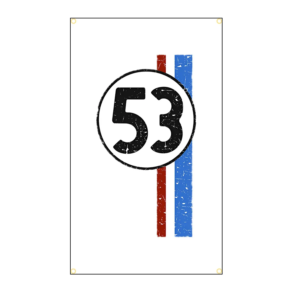 Beetle Herbie No. 53 Car Flag Polyester Printed Banner for Garage Wall Art Out Door Decoration