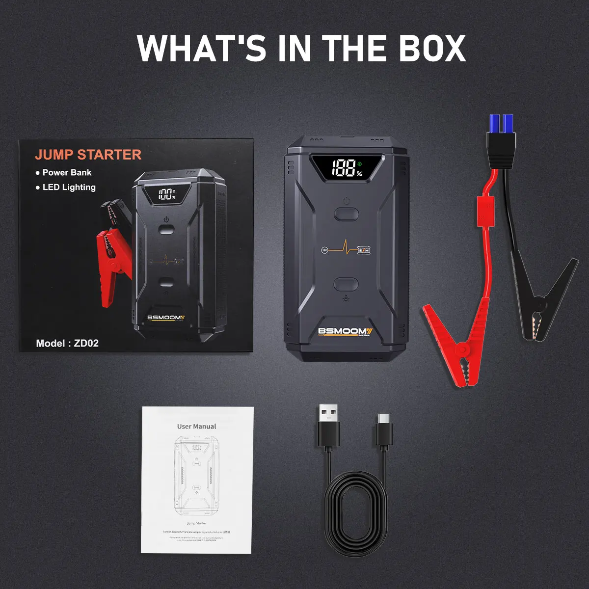 BRPOM Auto-Notstartgerät 4000A Autobatterie-Powerbank Autobatterie-Booster-Ladegerät Externe Batterie – Detail 8