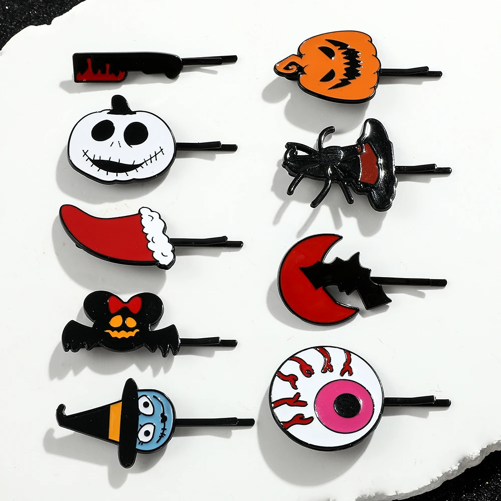 

Anime Figure Jack Skellington Sally Hairpins Nightmare Before Christmas Barrettes Hair Clip for Girl halloween Hair Accessories