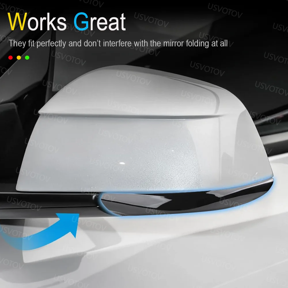 Cubierta Decorativa para Espejo Retrovisor USVOTOV para Tesla Model 3 Y YL Accesorios 2026-2021, Protector de Parachoques Anticolisión