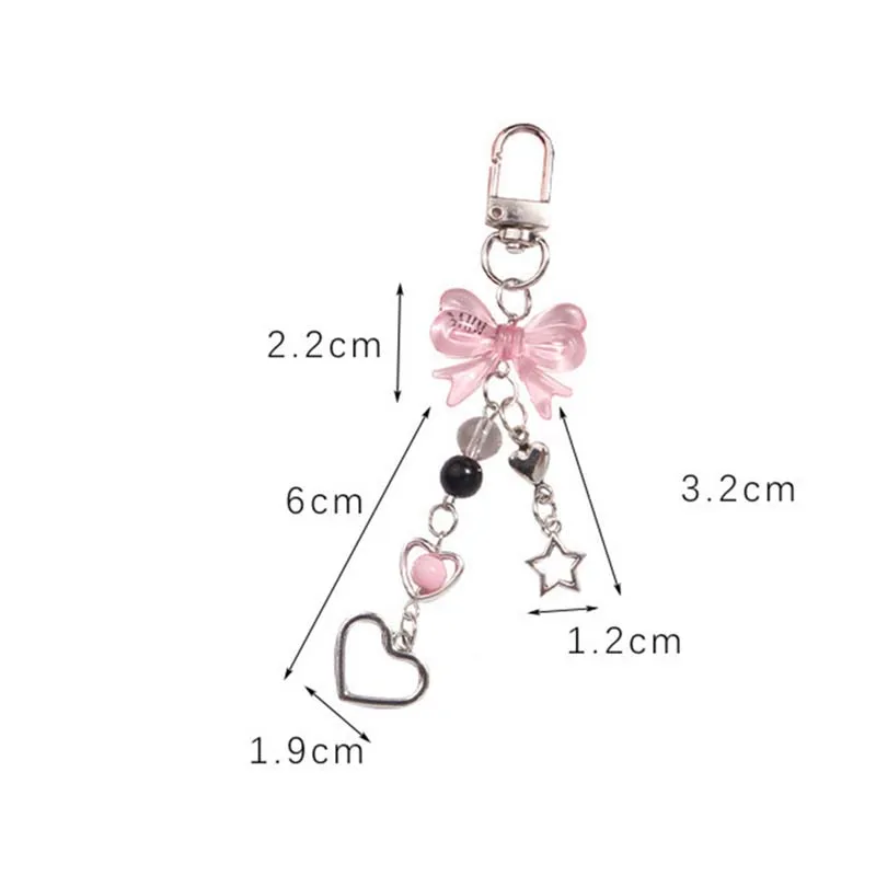 حساسة القوس ستار القلب المفاتيح آيفون الإبداعية الحبل مفتاح سلسلة حقيبة سلسلة بدلاية هاتف Y2K Kpop مجوهرات هدية الفتيات #6