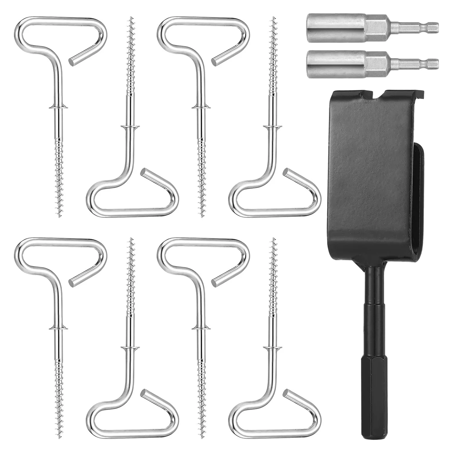 Ice Anchor Tool Kit Includes Ice Anchor Drill Adapter 8 Threaded Peg Ice Fishing Shelter Stake Nail 2 Impact Socket