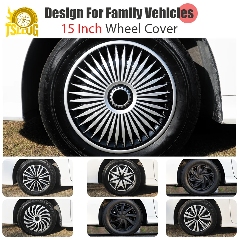 

4PCS R15 Car Wheel Cover Hubcap Universal Auto Replacement Hub Caps Iron Steel Wheel Rim Cover 15 Inch Car Tire Accessory Hubcap