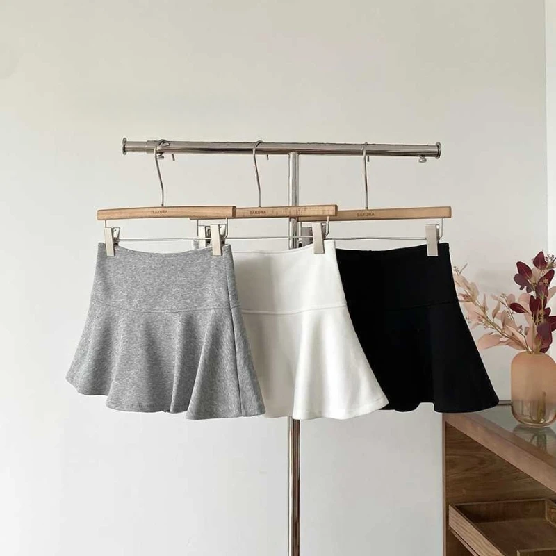 

High Waist Pleated Skirt Women Sexy Ruffle Edge Mini Elastic Look Thin A-line Skirt Anti-walk Yoga Fitness Tennis Sports Skirts