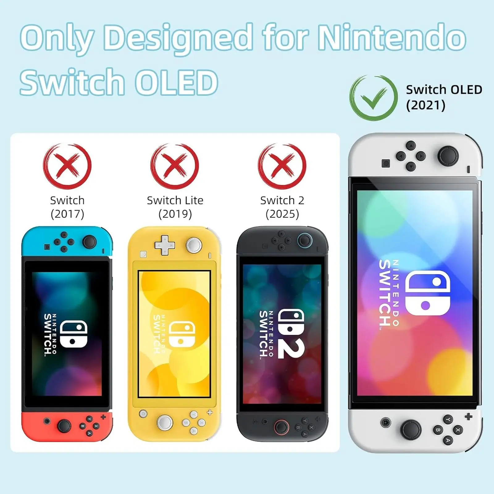 GeekShare Shark Party Hard Shell Transparent Split Joy-con Protective Cover Case For Nintendo Switch OLED Shell