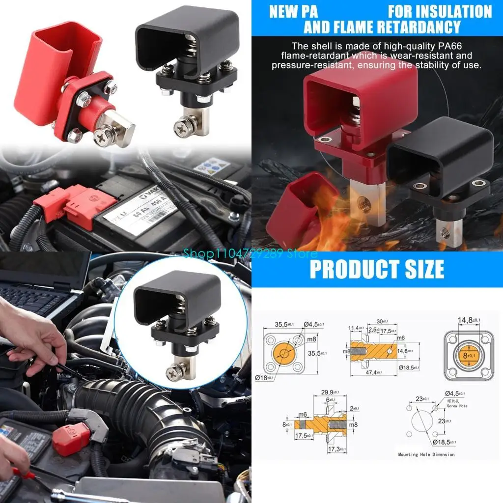 

D8KE Pair 200A Energy Storage Terminal Copper Lug Set for Battery Connection