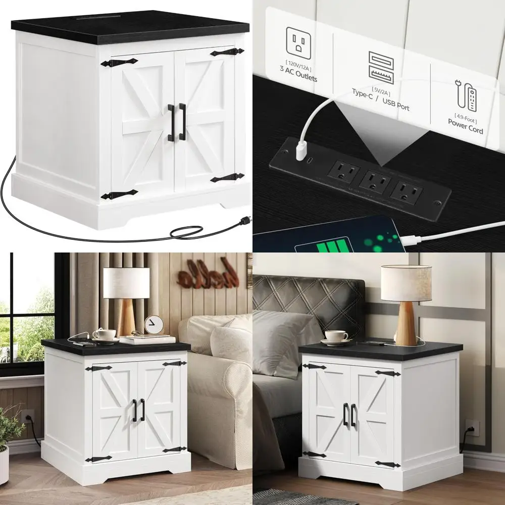 farmhouse nightstand with charging station, 24