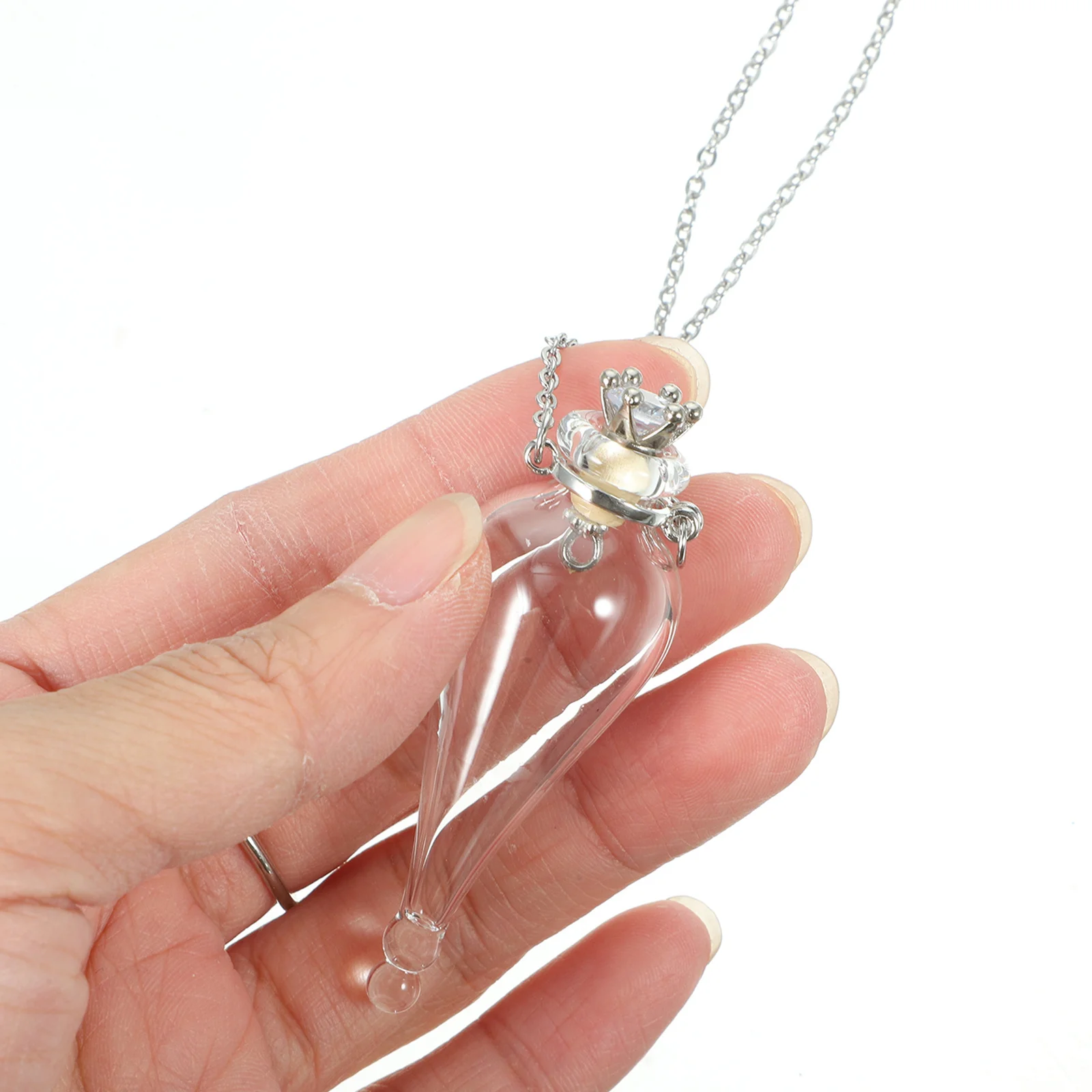 قلادة زجاجية صغيرة على شكل زجاجة صغيرة متينة على شكل زجاجة انجراف مثالية لهدايا السفر والبرطمانات الصغيرة مع سلسلة #2