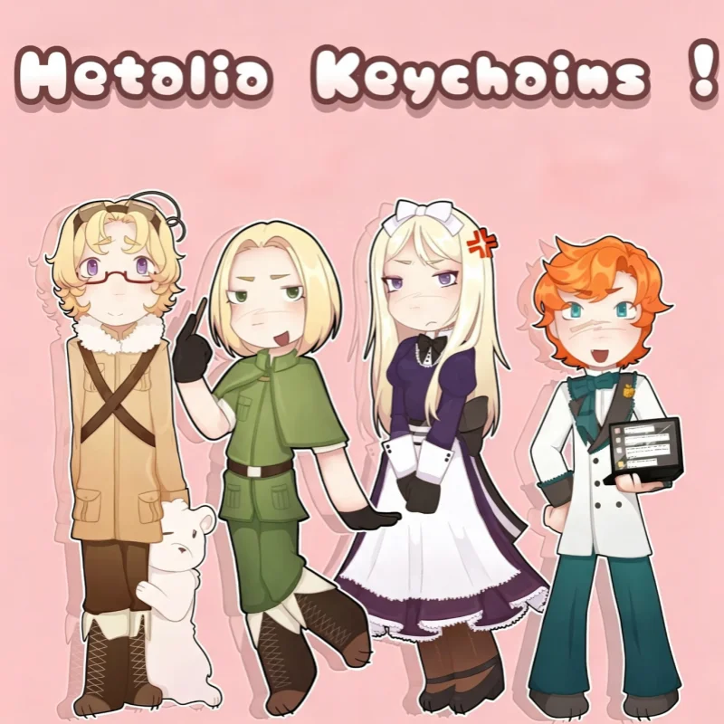 Акриловый брелок Hetalia Axis Powers – Канада, Пруссия, Лихтенштейн и Америка: Чиби-шармы для сумок, телефонов, декора, аниме-мерч