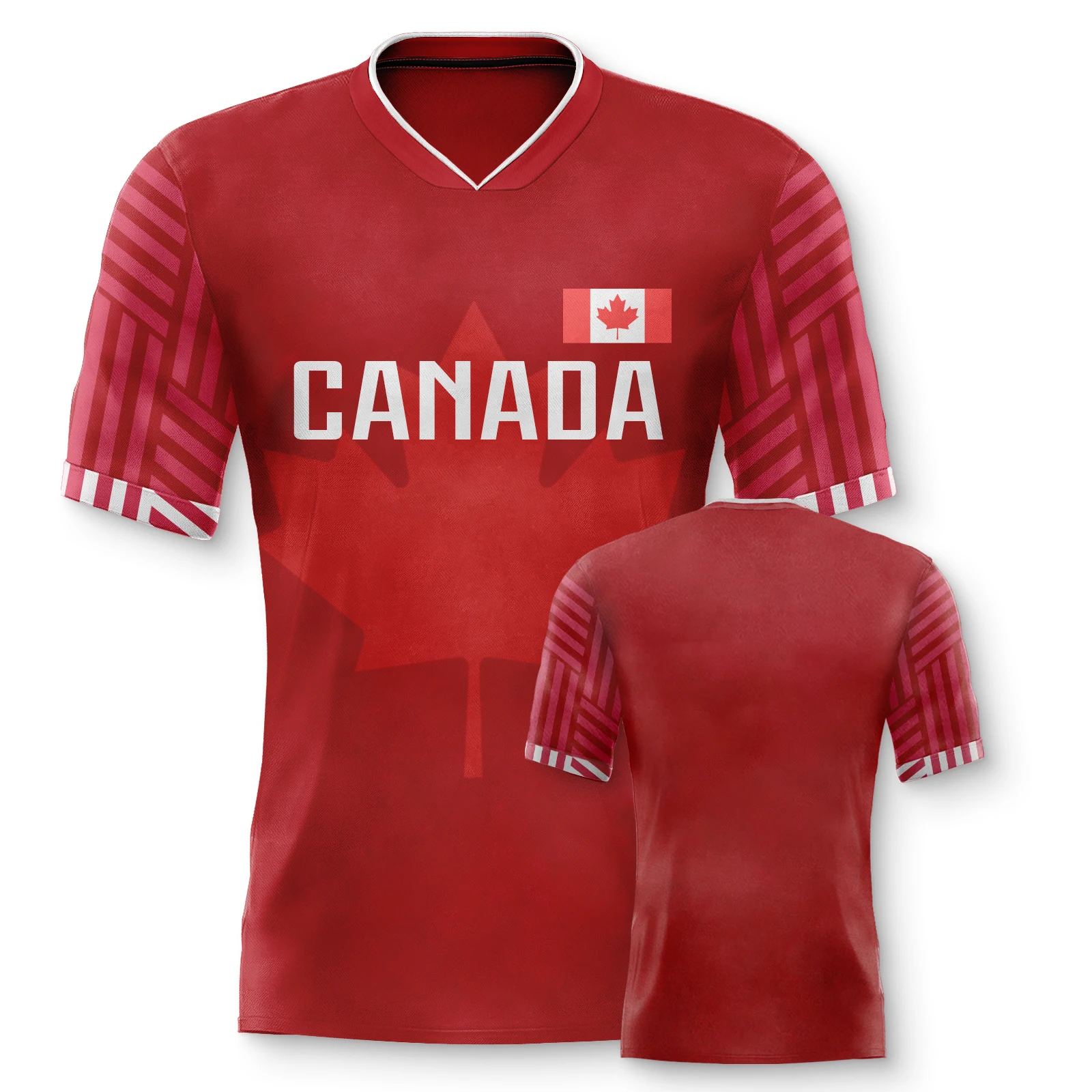 Sommer Neue Kanada Fußball-Trikots Herren T-Shirt Damen Tee Jungen Top V-Ausschnitt Kinder Schnelltrocknend Kurzarm Eltern-Kind T-Shirt Top