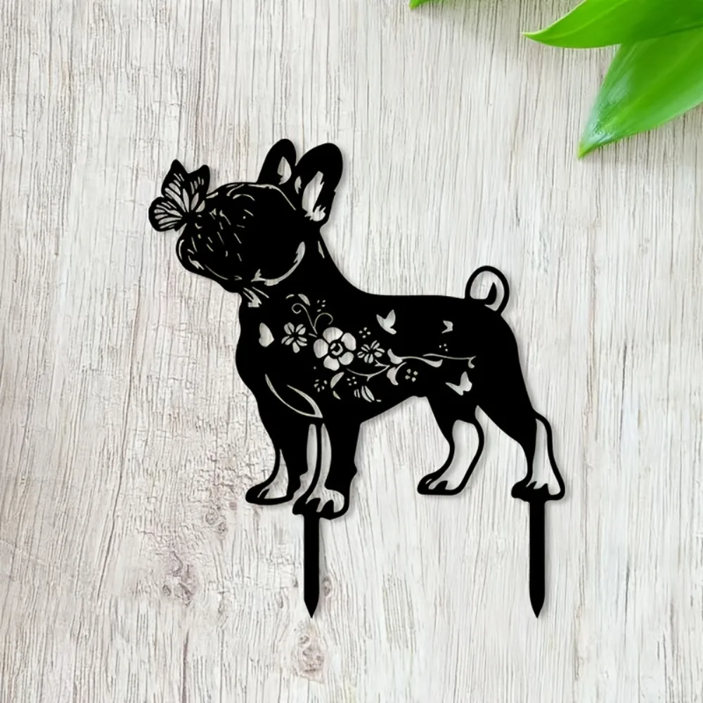 

CIFBUY Metal Wall Art French Bulldog Silhouette 2D Flat Paw Print Indoor Outdoor Courtyard Decor Pet Lover Gift