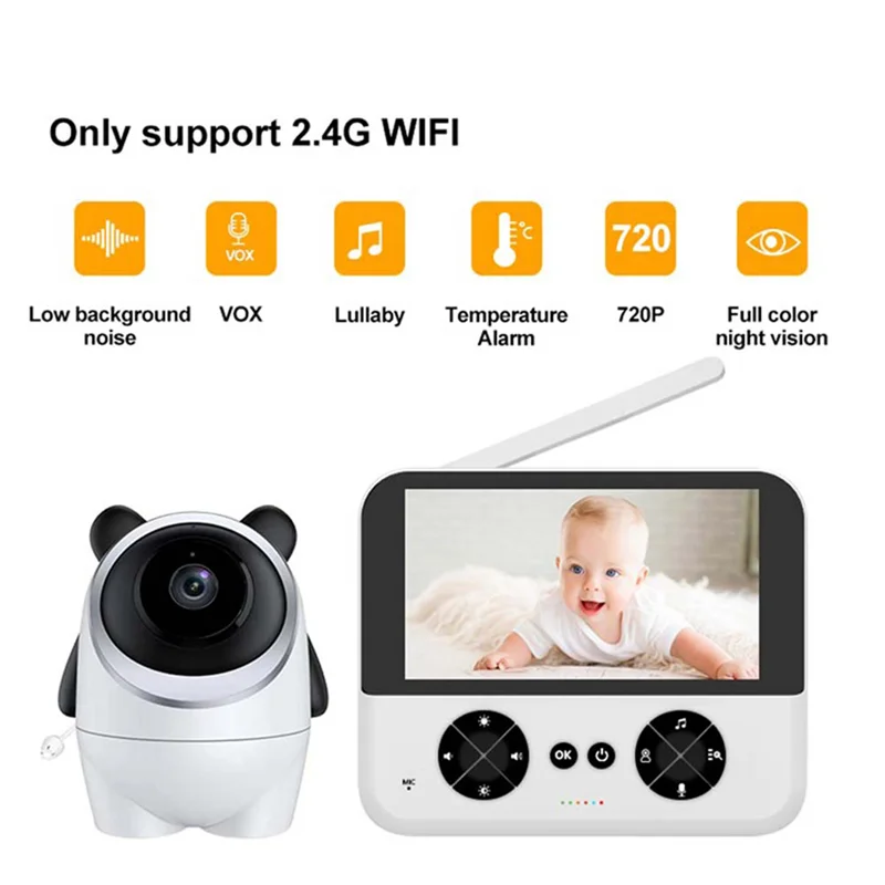 

A29F-4.3 Inch Baby Monitor 2.4Ghz Wifi Remote Audio Two-Way Voice Night Vision Wireless Security Baby Monitoring US Plug