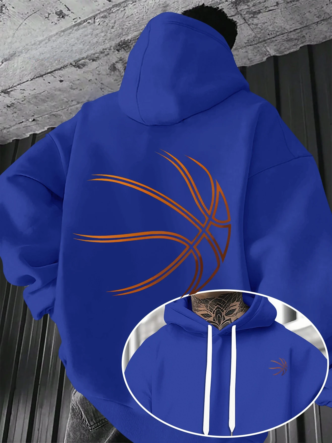 Herren Sport Hip-Hop Hoodie, Minimalistischer Basketball-Grafik-Streetwear, Russische Größe Fleece-Pullover Sweatshirt für Männer – Detail 7