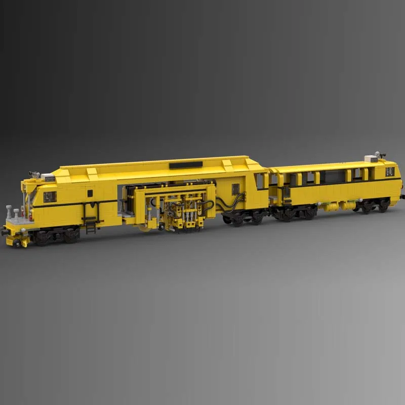 City Railway Maintenance Track Tamping Machine Engineering Train MOC Building Blocks Assembly Model Creative Bricks Toys