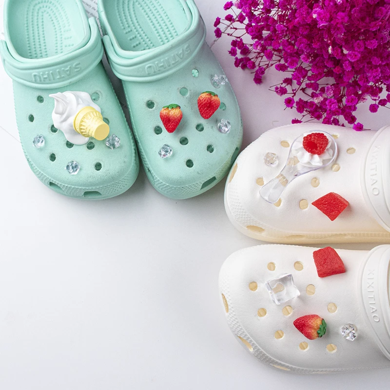 New Jibbitz Kawaii Fruit Resin Shoes Charms Diy Detachable Cute Food Toy Shoe Flower Shoe Buckle Upper Decoration Xmas Gifts