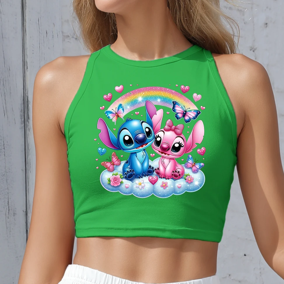 

Summer Crop Top Women Disney Stitch Angie Print Streetwear Fashion Sexy Sleeveless Camisole Harajuku Casual Y2K Tank Tops