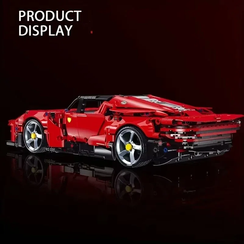 Red Super Sports Car Building Block Model Scale Supercar Puzzle Assembly Racing Toys for Children Gifts Desktop Home Decoration