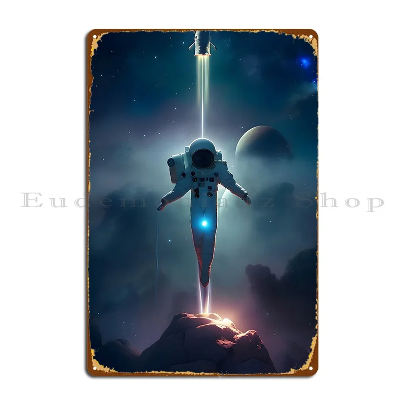 Cosmic Crucifixion The Astronaut S Ascension Metal Sign Designs Living Room Decoration Garage Garage Tin Sign Poster