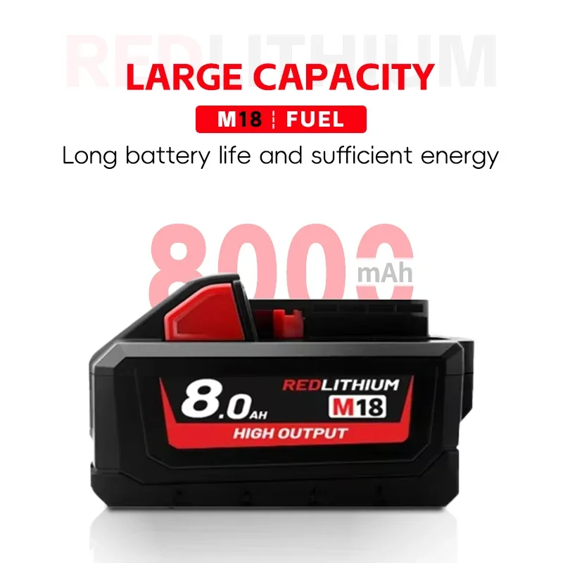 Fit Milwaukee rechargeable M18 tool lithium battery M18 Milwaukee 6.0Ah battery, long-lasting batter